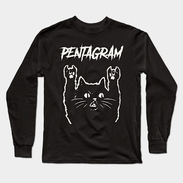 pentagram and the cat Long Sleeve T-Shirt by bubur ayam